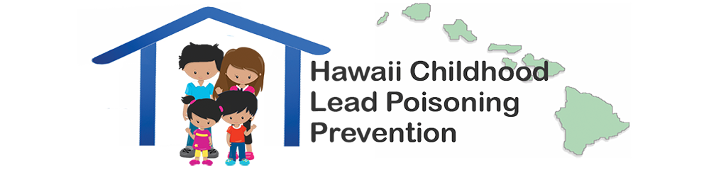 Hawaii Childhood Lead Poisoning Prevention logo with hawaiian islands and a family of four.