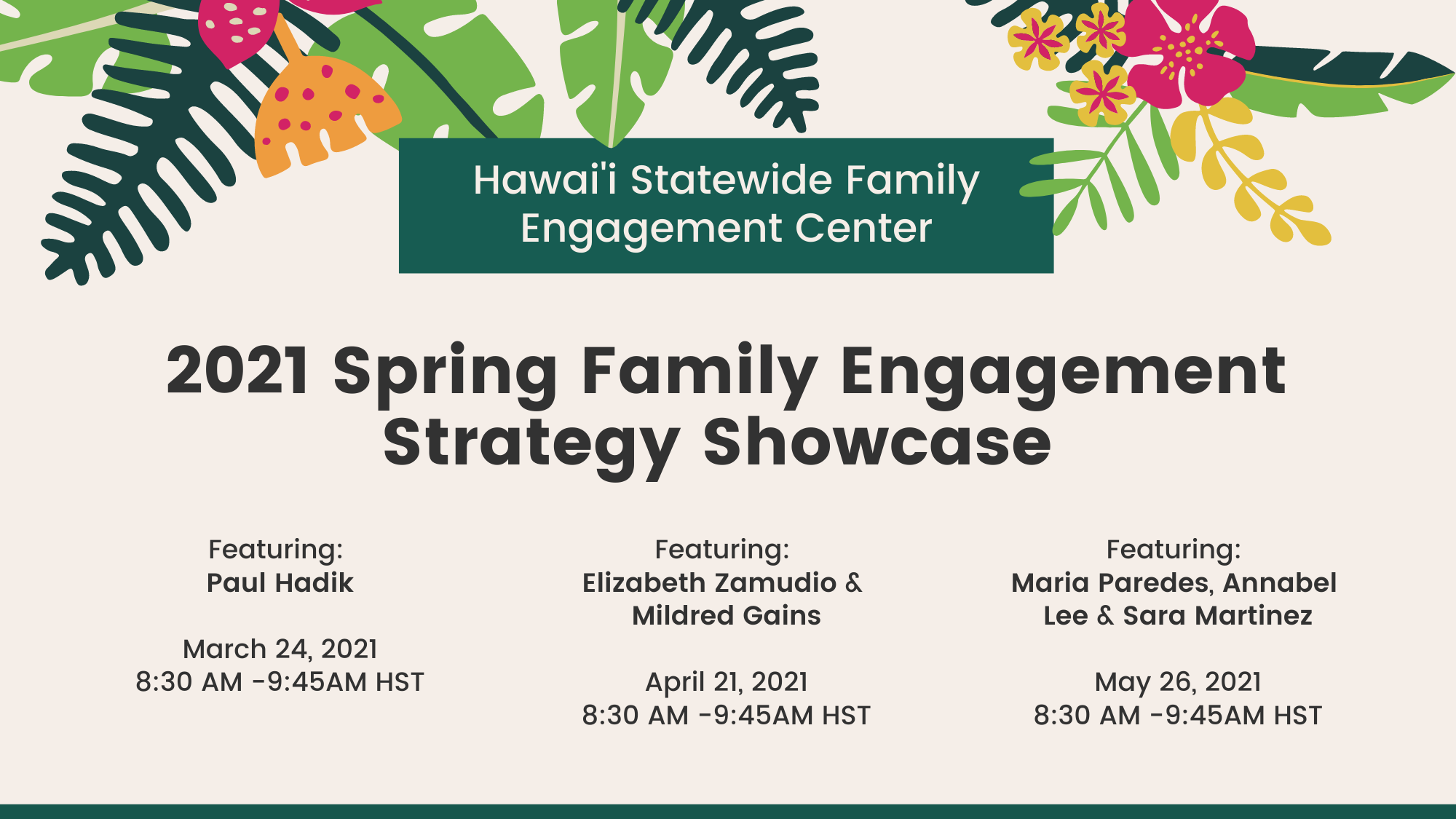 Flyer promotional for 2021 Spring Family Engagement Strategy Showcase