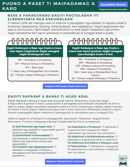 Read more about the article Report Card Fact Sheet for Elementary School – Ilocano