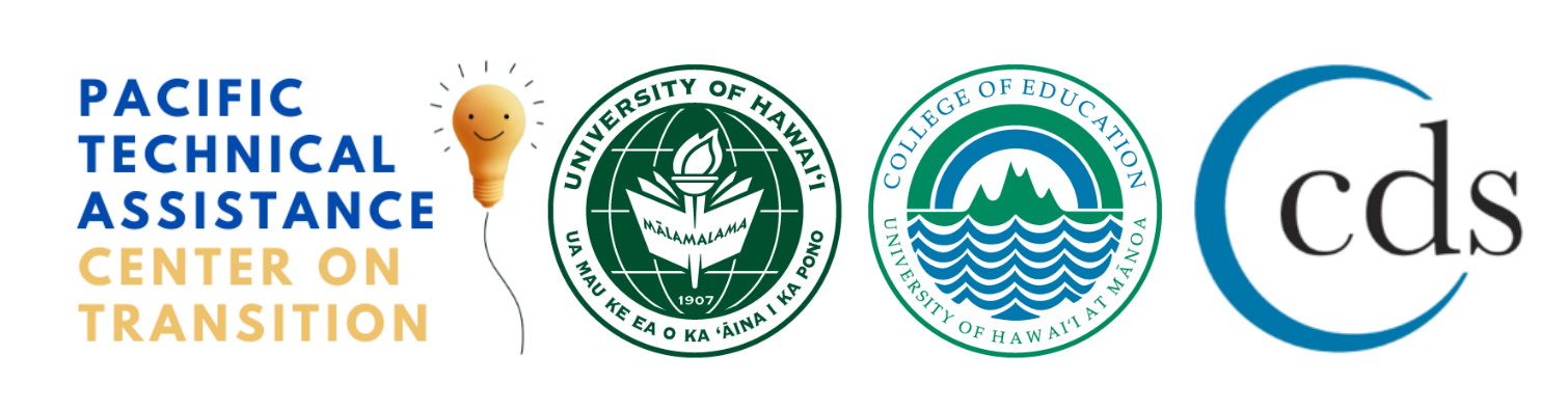 Four logos: PTACT, University of Hawaii, College of Education, Center on Disability Studies